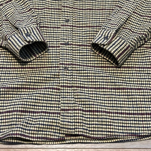 Men's New England Gentleman Flannel Button Up Shirt SZ XXL Check Tan Blue Red - Picture 4 of 10